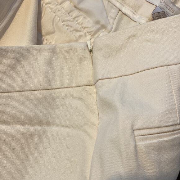 Chico’s cream stretch flat front straight leg ankle pants‎ size 2(12) - Picture 4 of 6